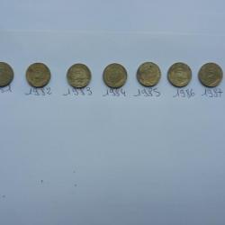 lot pièces de monnaie de 5 centimes de 1981 à 1988