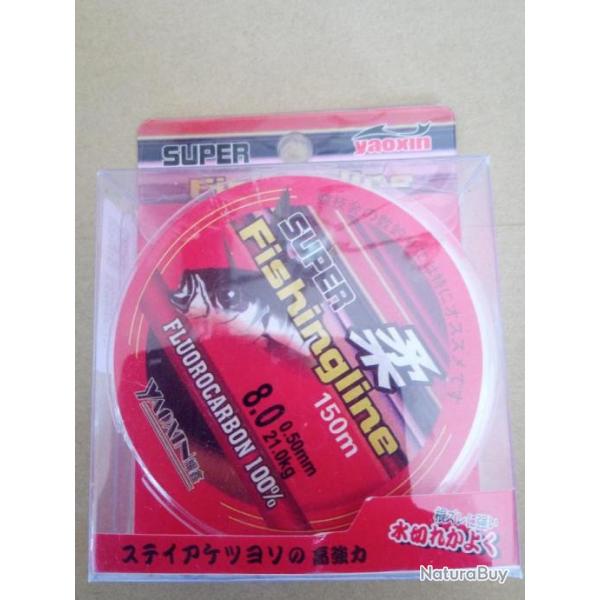 Fil de pche 100 % FLUOROCARBON de 150 m, diamtre fil 0,50mm,45.000lb,21kg000.