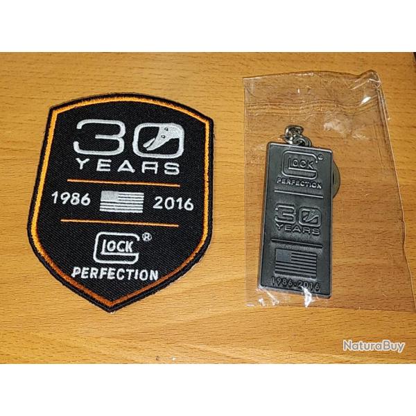 Patch et porte-cl GLOCK USA anniversaire 30 ans (sries limites) 1986-2016 rares ! cusson collect