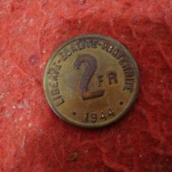 Pièce monnaie France 2 F 1944 France Libre Fabriquée à Philadelphie USA