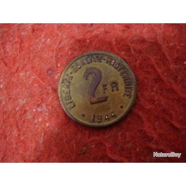 Pice monnaie France 2 F 1944 France Libre Fabrique  Philadelphie USA