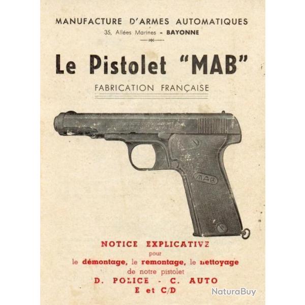 notice 5 pages pistolet MAB (envoi par mail) - VENDU PAR JEPERCUTE (m1568)