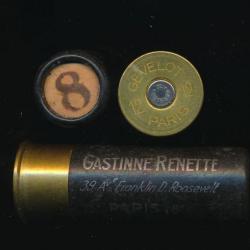 (10214) Une jolie cartouche Cal 12 de l'Armurier GASTINNE RENETTE noire PLOMB de 8 GEVELOT