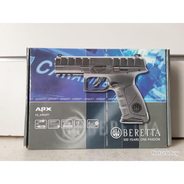 9609 PISTOLET AIRSOFT BERETTA APX 1,3 JOULES  6MM CO2 NEUF