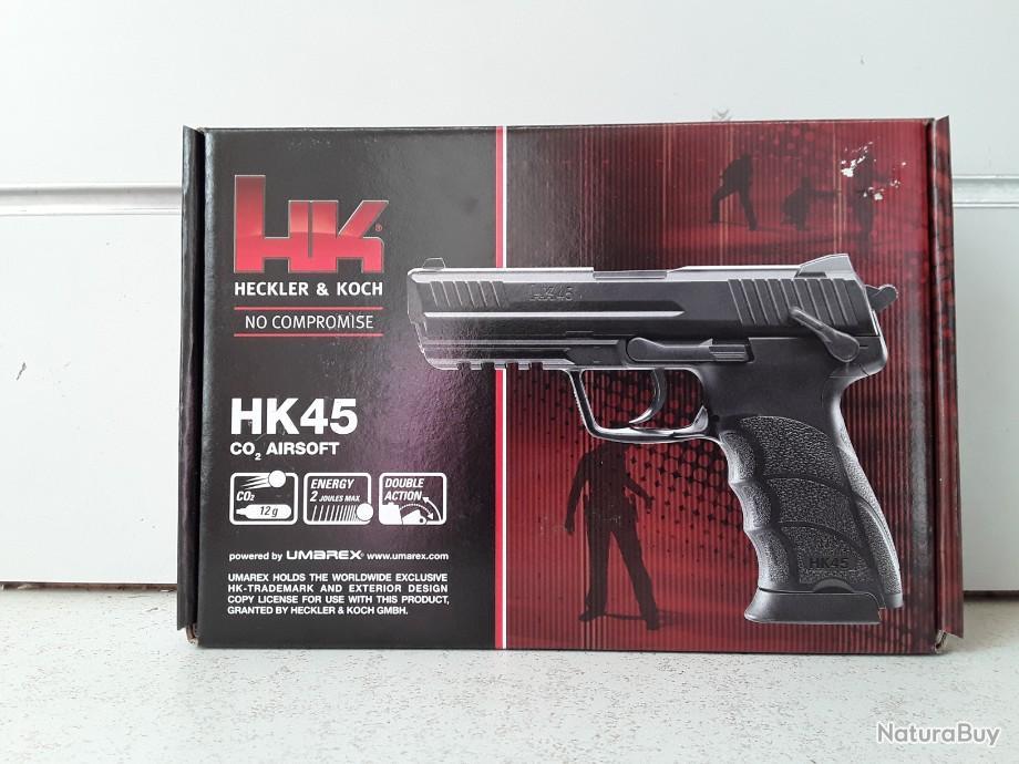 9617 PISTOLET AIRSOFT HECKLER & KOCH HK45 CO2 2 JOULES DOUBLE ACTION 6MM  NEUF - Pistolets (10397572)