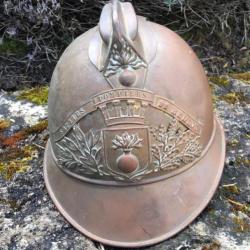 Original WW1 casque pompier 1895 français de BELLOT (seine et marne )