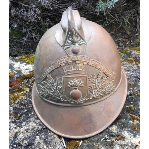 Original WW1 casque pompier 1895 franais de BELLOT (seine et marne )