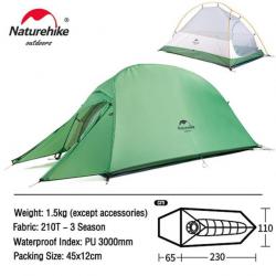 Tente de Camping Imperméable Ultra Légère 1 Personne Facile Pratique 3 saisons Haute Qualité Vert