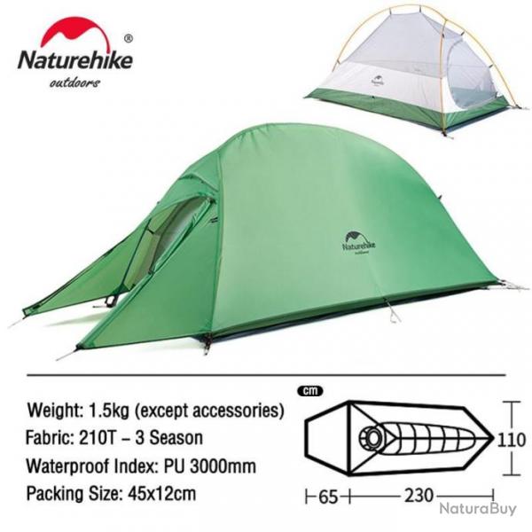 Tente de Camping Impermable Ultra Lgre 1 Personne Facile Pratique 3 saisons Haute Qualit Vert