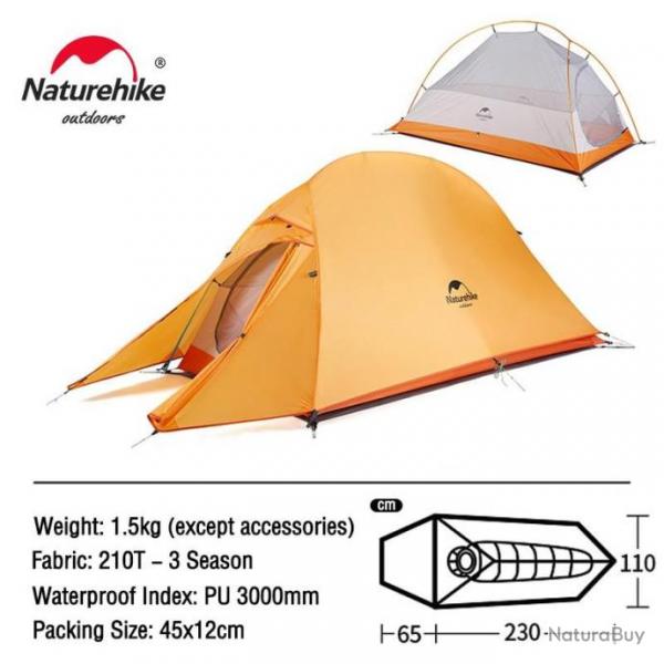 Tente de Camping Impermable Ultra Lgre 1 Personne Facile Pratique 3 saisons Haute Qualit Orange