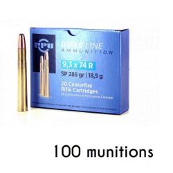 100 munitions 9.3x74R PARTIZAN 285 grains 