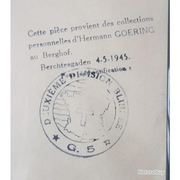 Gravure de la collection d'Hermann GOERING Capture par la 2 DB au Berghof 4 mai 1945