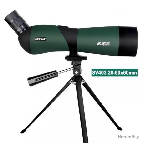 Longue Vue SV403 20-60x60 Zoom Prisme BK7 Tlescope *Enchre* Rfracteur Etanche Chasse Observation
