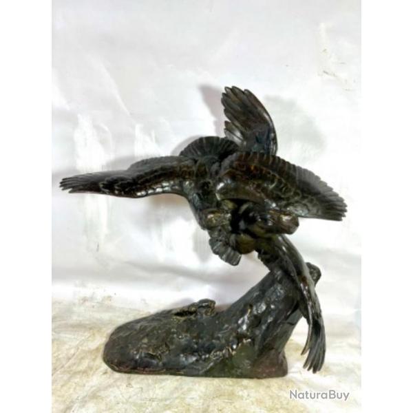 Couple d'aigles bronze Maximilien Fiot sculpture