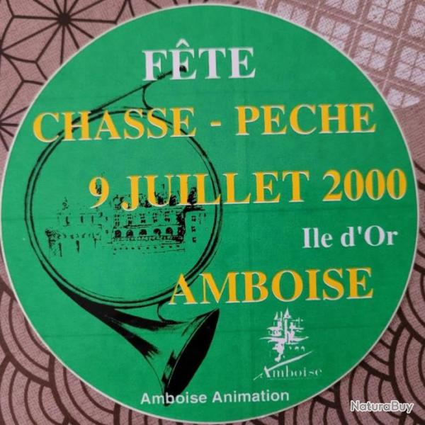 Autocollant chasse, pche, Ambroise 2000,vnerie, trompes de chasse
