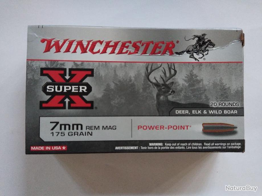 Boite de 20 munitions Winchester PowerPoint Calibre 7RM 175gr Balles