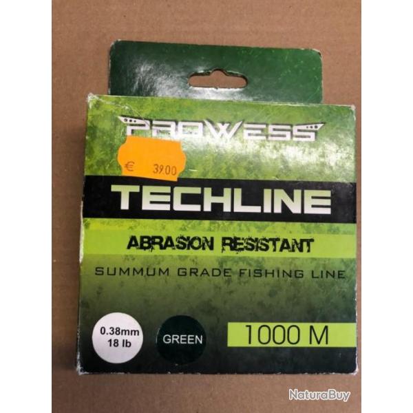 Prowess Techline Abrasion 0.38mm 18lb Green 1000m