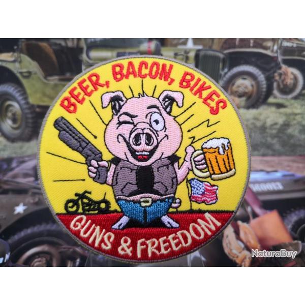 Patch brod BEER , BACON , BIKES , GUNS FREEDOM ( 90 mm )