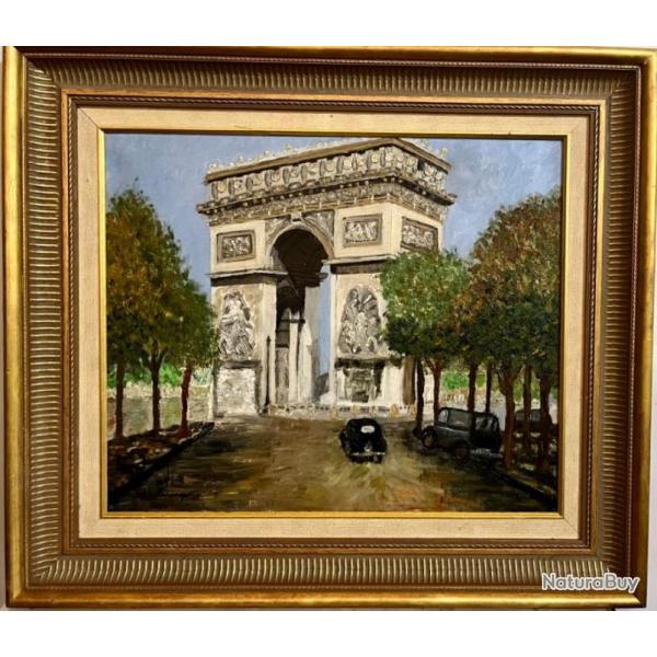 Huile sur toile Lucien Genin les Champs Elyses