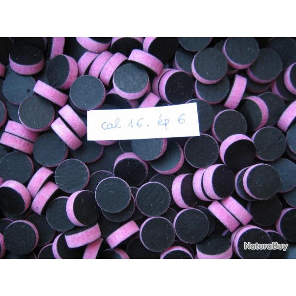 Rondelles  feutre  rose  cal  16  recouvertes  papier  noir  paisseur  6 mm