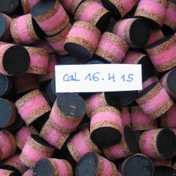 Bourres  liège  feutre rose  et  liège  1ère  qualité  cal  16  hauteur  15 mm