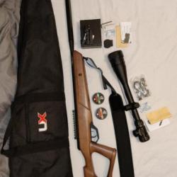 Carabine à plomb 4.5mm crosman np2 benjamin trail wood avec lunette, point rouge, etc pack complet