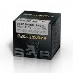 Cartouches munitions à Balles Sellier & Bellot SPCE cal.30-06 spring 180grs 11.7g  vrac par 50