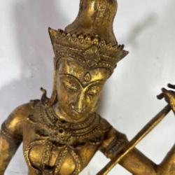 Musicien Thaï sculpture en argent dorée