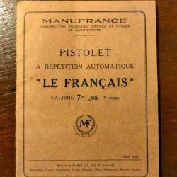 Notice d'origine Pistolet Le Français cal 7.65mm
