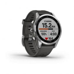 Montre GPS Garmin Fenix 7S Standard Edition Silver avec bracelet gris - Gris