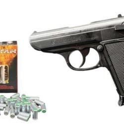 Pack Pistolet à blanc Kimar Lady réplique Walther PPK 9MM PAK + 50 munitions