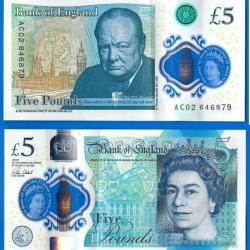 Royaume Uni 5 Pounds 2017 Billet Polymere Pound Reine Elizabeth 2 Signature Cleland Serie AC