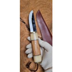 Couteau fixe avec manche en bois et os