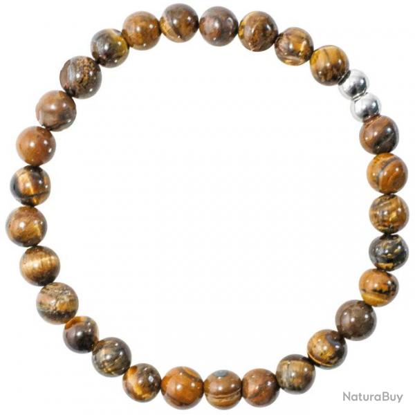 Bracelet en oeil de tigre - Perles rondes 6 mm