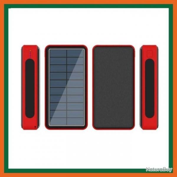 Power bank 80 000mAh solaire - Impermable - Rouge - Livraison gratuite et rapide