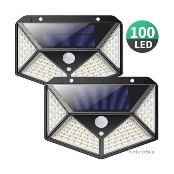2 pack lampe solaire extrieur 100 led clairage Dtecteur de Mouvement Lumire