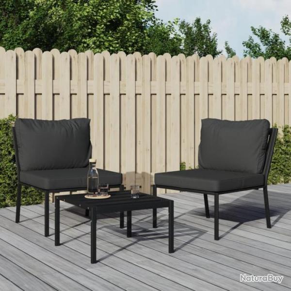 Chaises de jardin avec coussins gris 2 pcs 60x74x79 cm acier