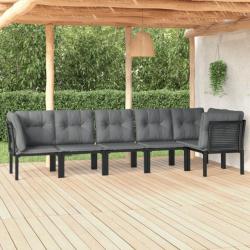 Salon de jardin 6 pcs noir et gris résine tressée