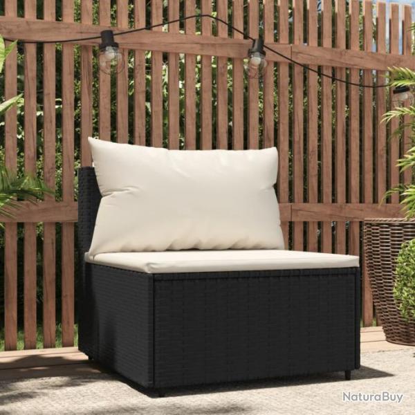 Canap central de jardin avec coussins noir rsine tresse