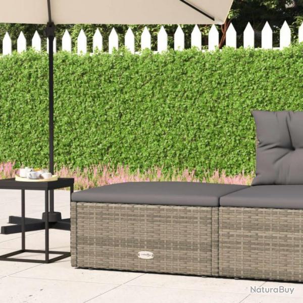 Tabouret de jardin avec coussin gris rsine tresse