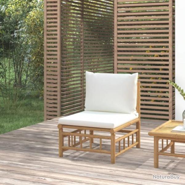 Canap central de jardin avec coussins blanc crme bambou