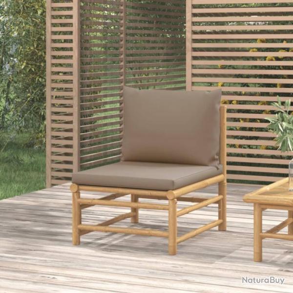 Canap central de jardin avec coussins taupe bambou