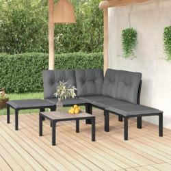 Salon de jardin 6 pcs noir et gris résine tressée