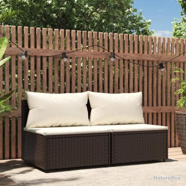 Canaps centraux de jardin coussins 2pcs marron rsine tresse