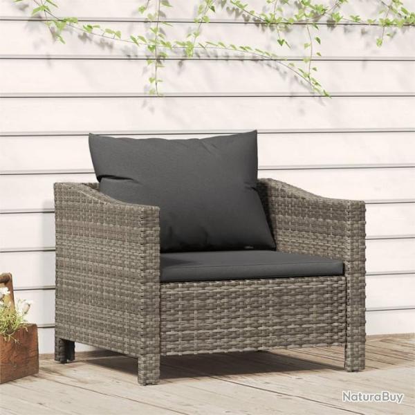 Fauteuil de jardin avec coussin Gris Rsine tresse