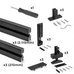 Kit de structure modulaire Emuca Zero 3 profilés noir texturé pour ferrures et profils pour montage 