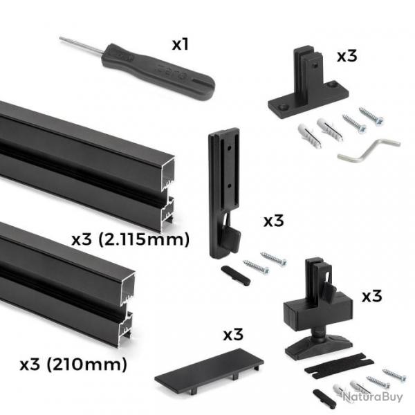 Kit de structure modulaire Emuca Zero 3 profils noir textur pour ferrures et profils pour montage 