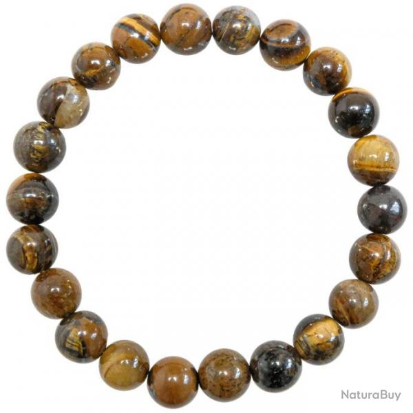 Bracelet en oeil de tigre - Perles rondes 8 mm