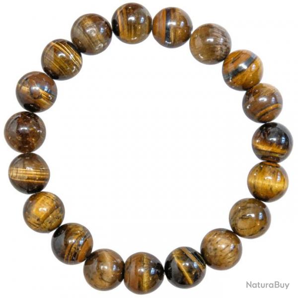 Bracelet en oeil de tigre - Perles rondes 10 mm