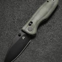 Couteau CMB Made Knives Predator Green Micarta Lame Acier 14C28N Blackwash IKBS Axis Lock CMB08LB